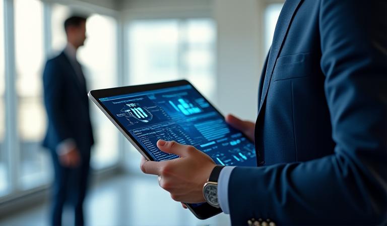 データの分析とセキュリティ会議を行うプロフェッショナル